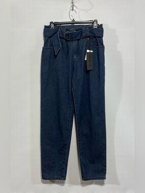 Blue Revival High Rise Belted Jean Trousers 100% Cotton  Size 25 Inseam 28” NWT